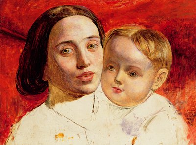 Die Schwester des Künstlers, Mrs. Sarah Wilson und ihr Kind von William Holman Hunt
